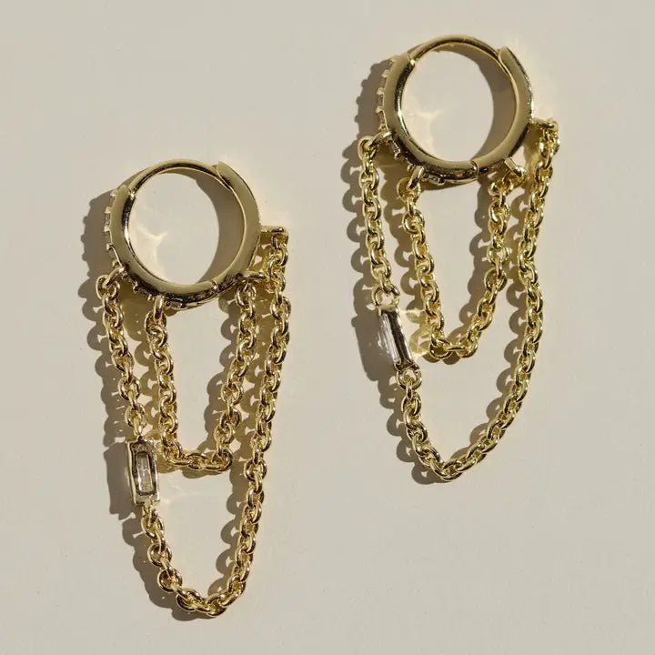 Gold Thea Chain Huggie Earrings