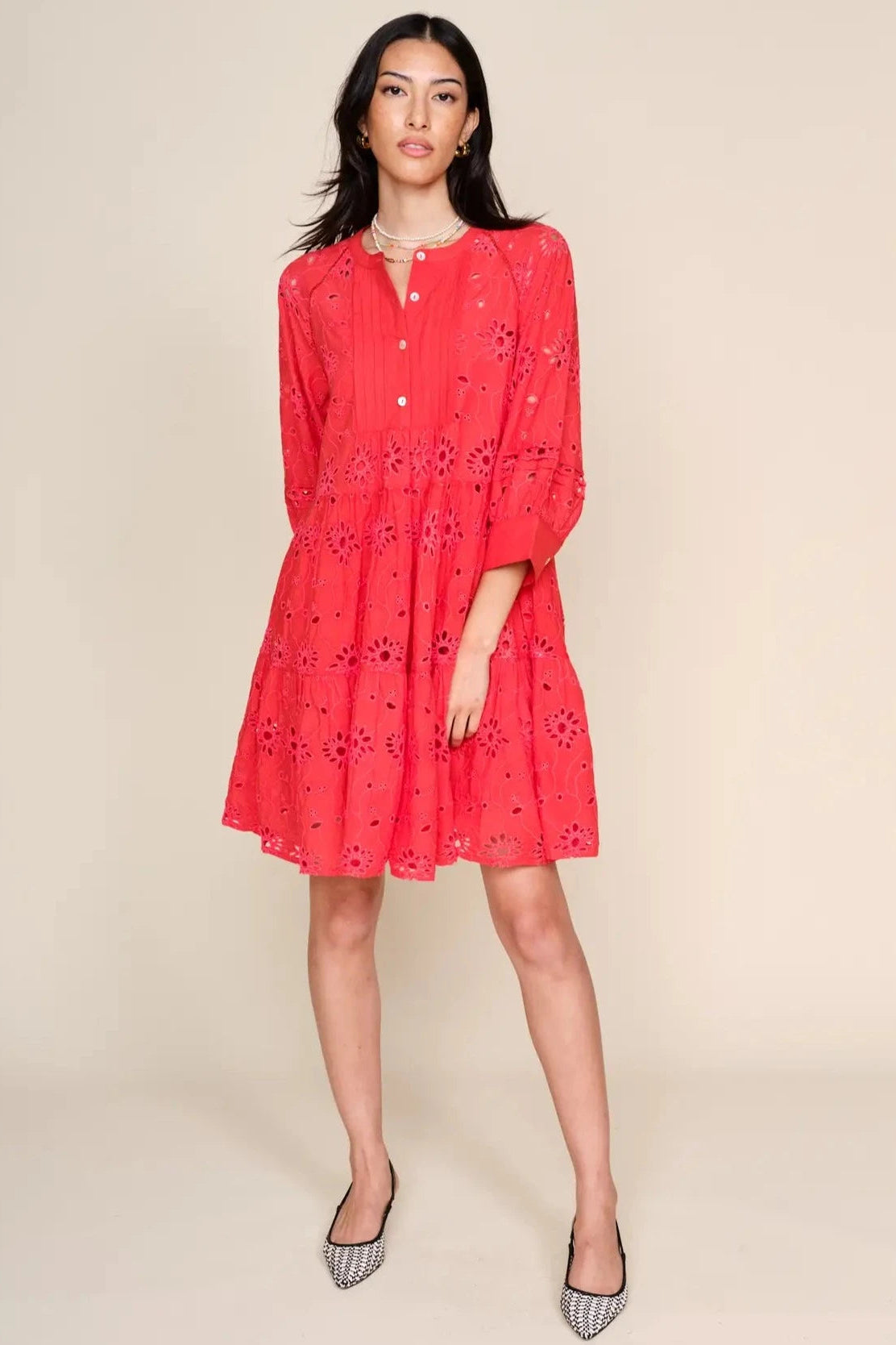 Yara Eyelet Mini Dress- Cranberry Plum