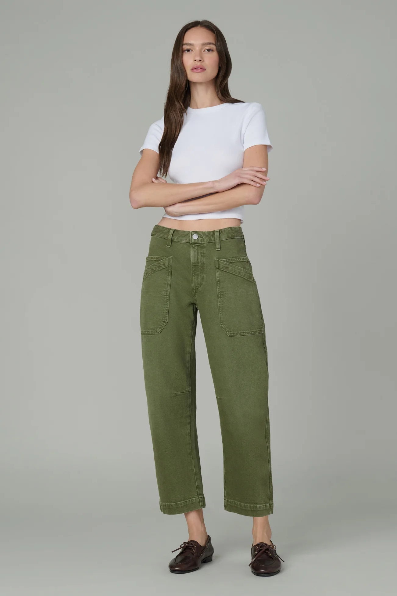 The Double Pocket Barrel Jean- Winter Moss