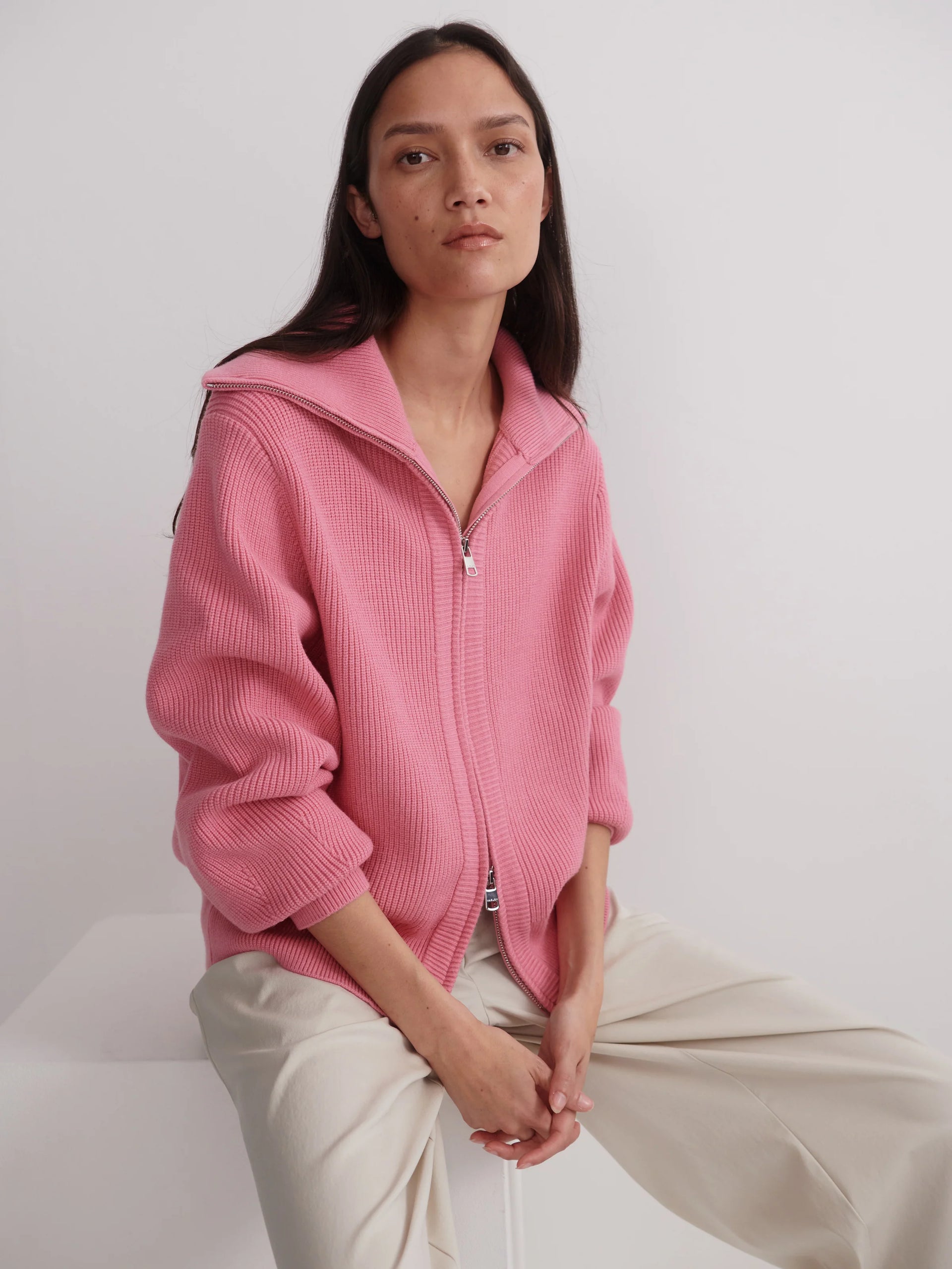 Enrico Knit Jacket- Sea Pink