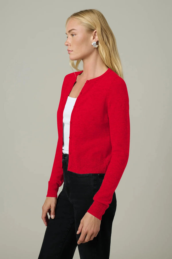 The Dani Cashmere Cardigan- Holiday Red