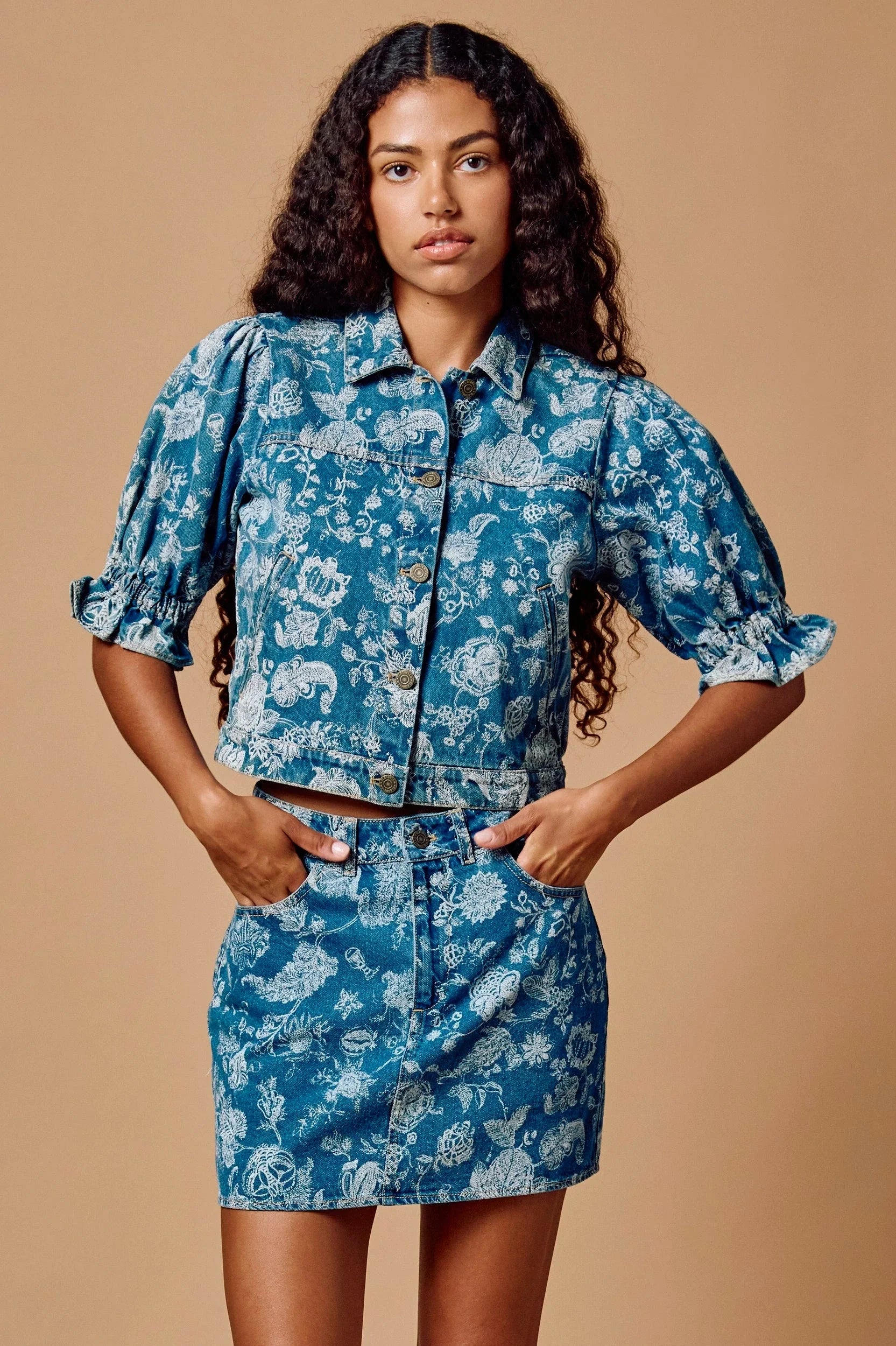 Stevie Mini Skirt in Bois Laser Print