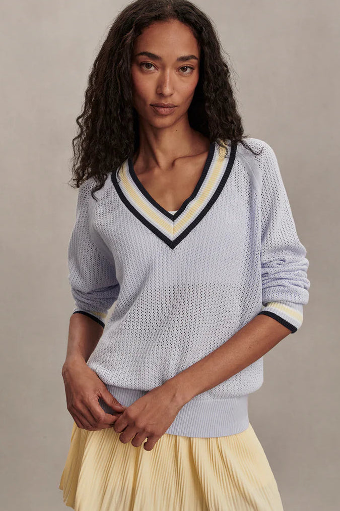 Maurice V-Neck Sweater- Xenon Blue
