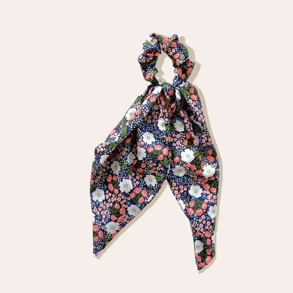 Navy and Pink Floral Hair Tie Scarf