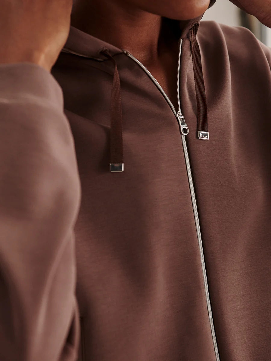 Jorgie Zip-Through Hoodie in Coffee Quartz