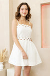 Scallop Cutout Mini Dress—White