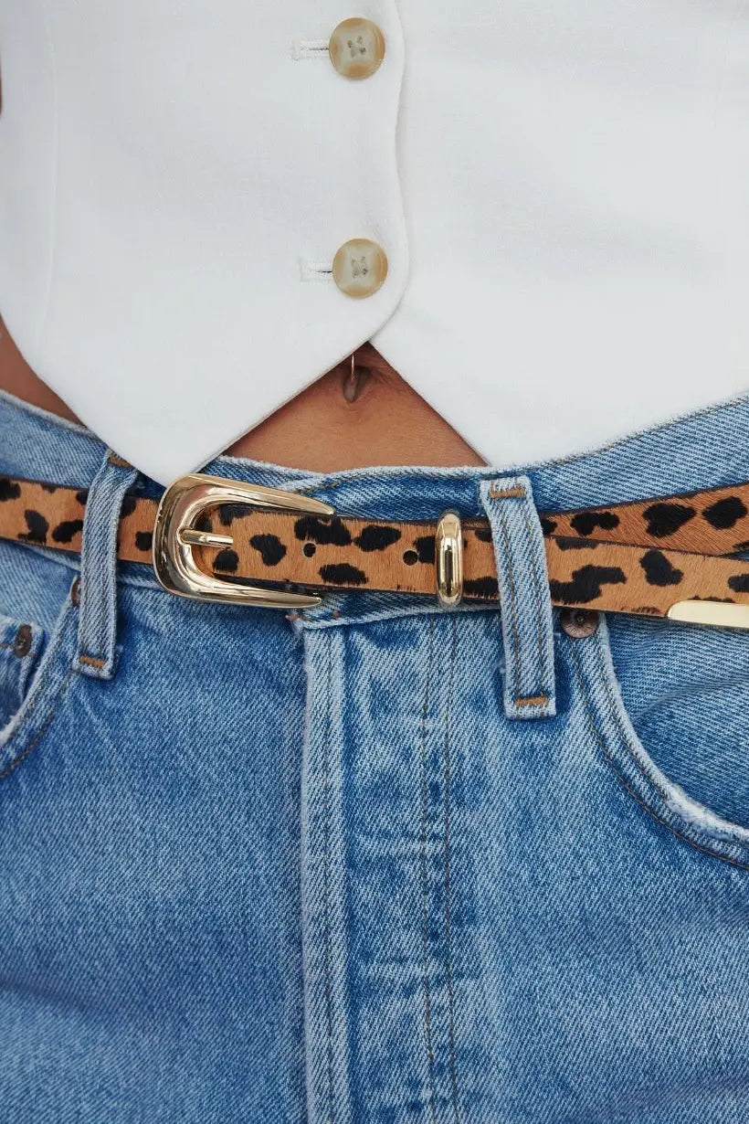 Cheetah Liquid Metal Western Belt- Cheetah