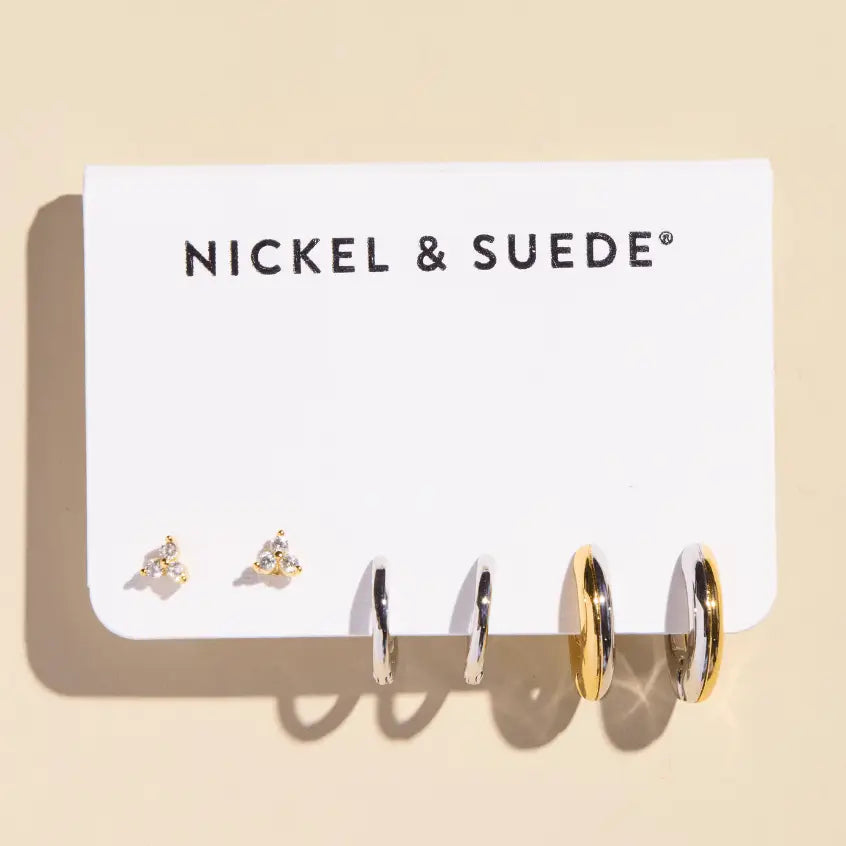 Mixed Metal Dainty Earring Set