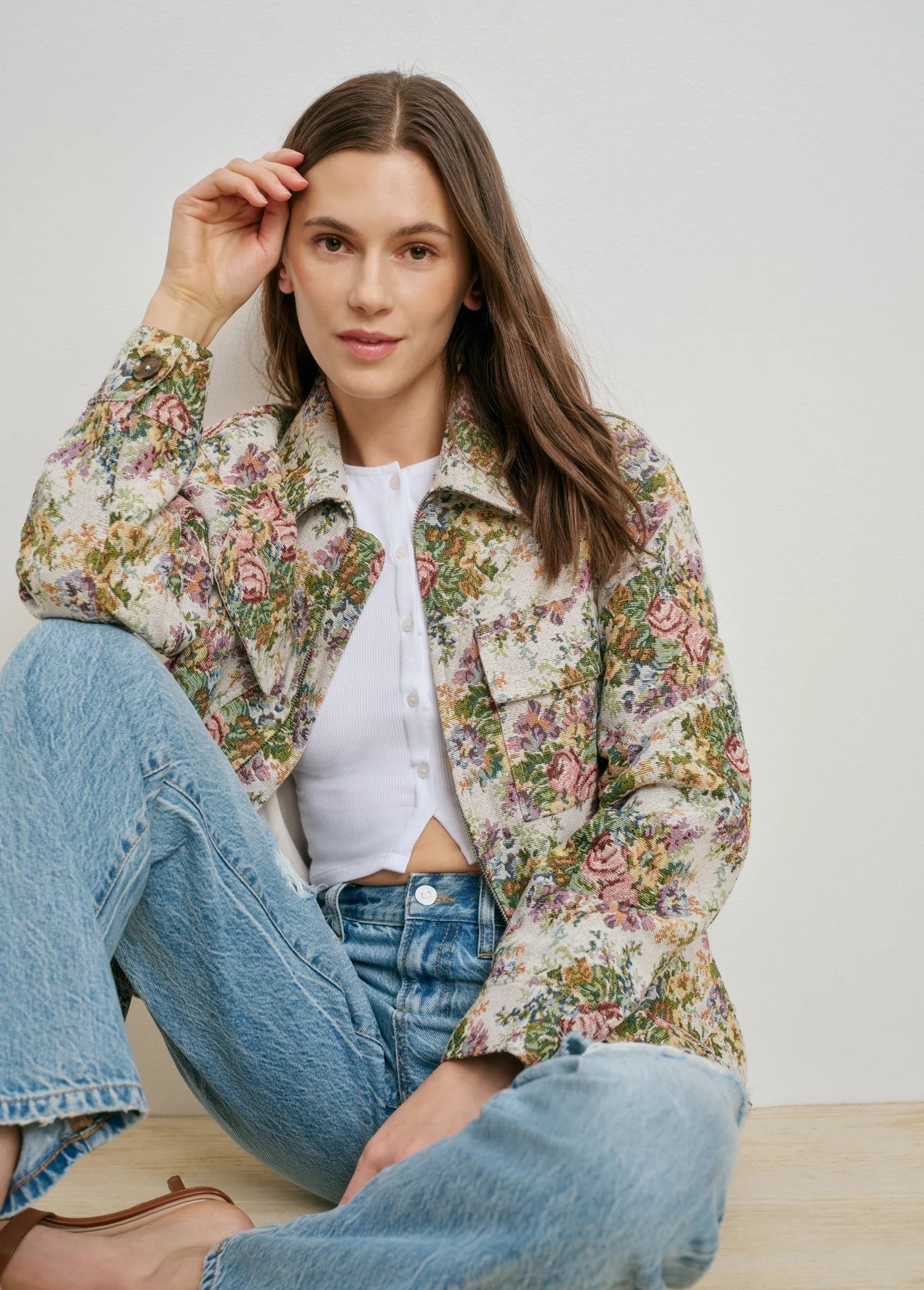 The Birdie Jacket- Floral Jacquard