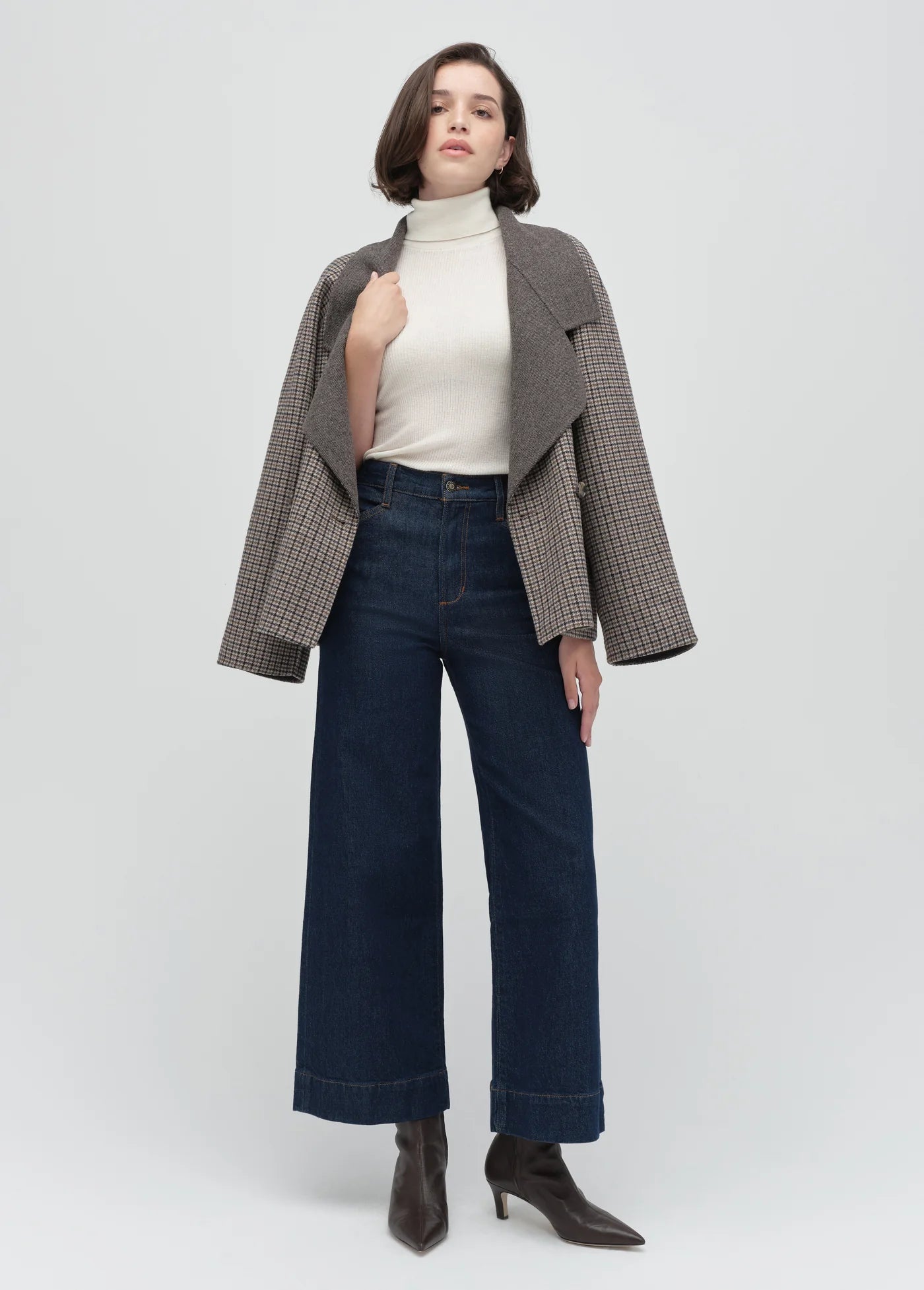 The Shortie Mischa Super High Rise Wide Leg- Pepper