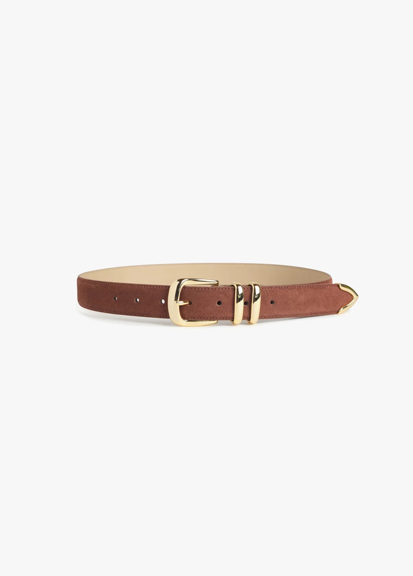 The Suede Jordan Belt- Light Brown Polished