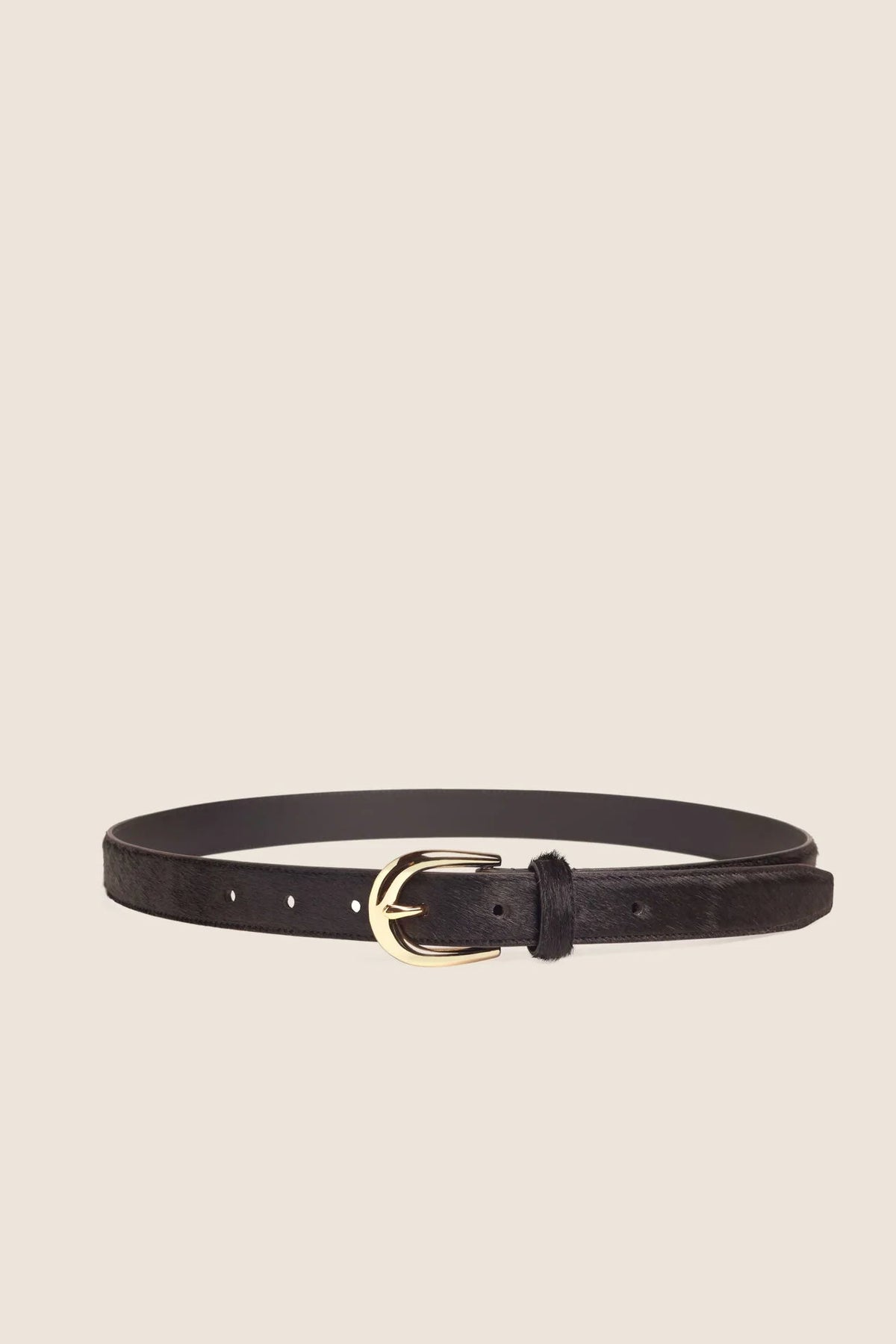 The Hair Calf Favorite Belt- Brown/Polished Gold