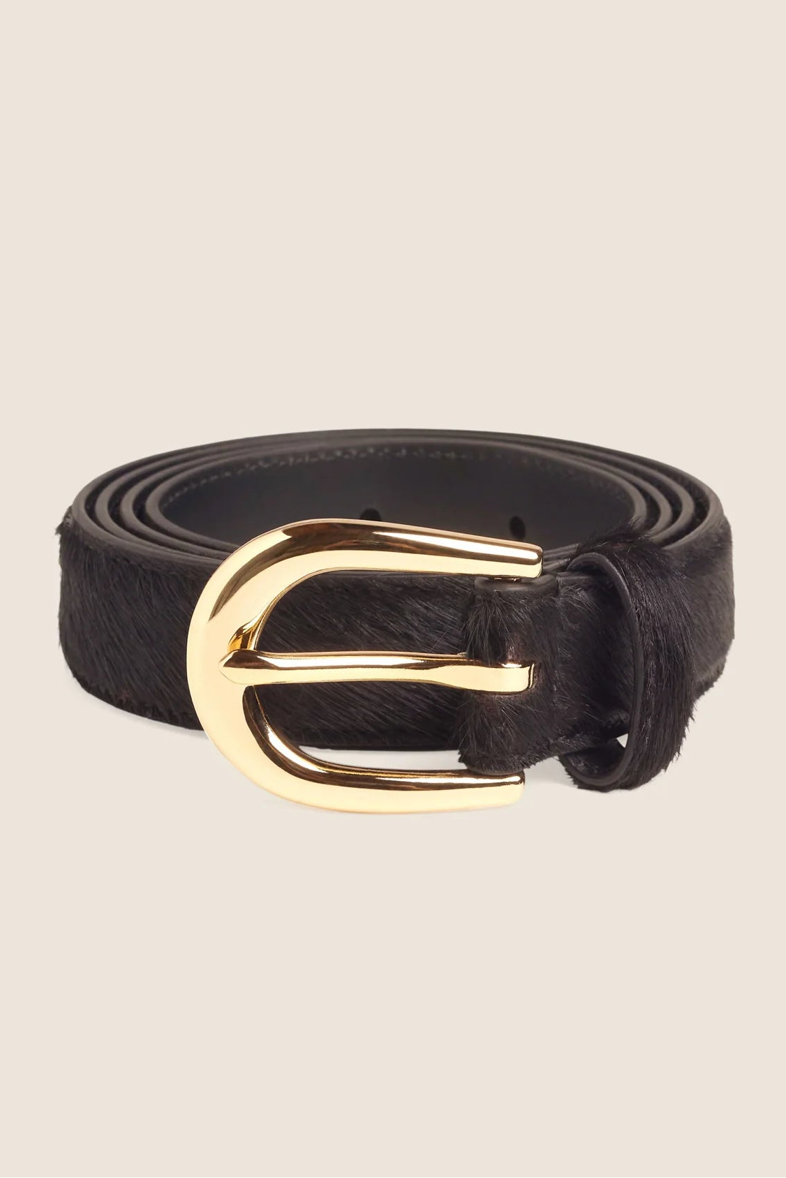 The Hair Calf Favorite Belt- Brown/Polished Gold