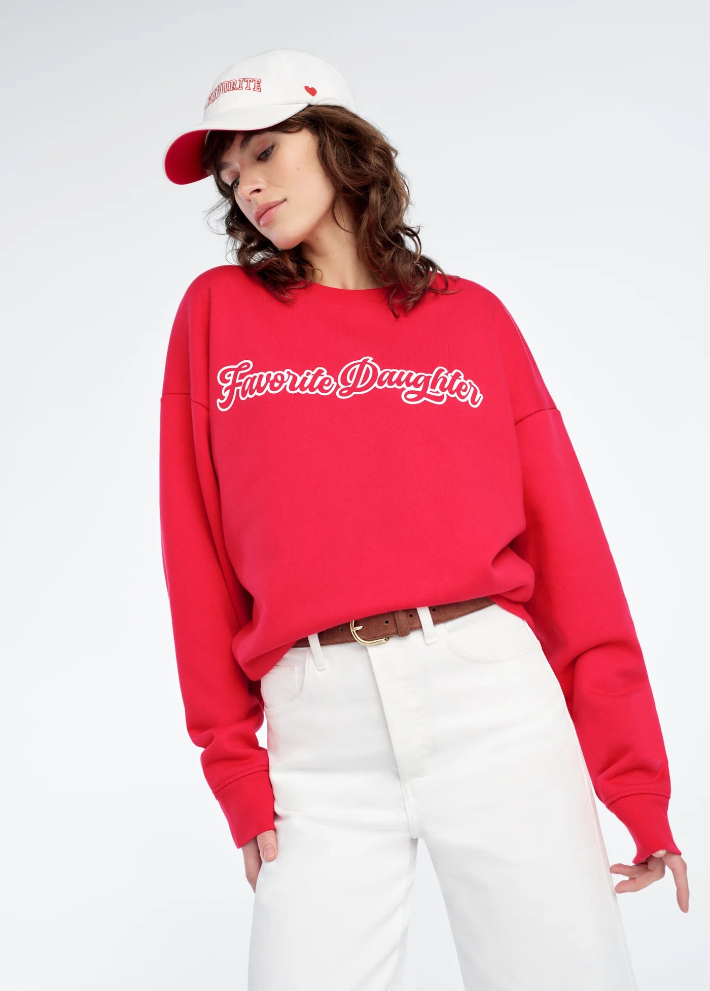 The Varsity Sweatshirt- Rouge Red/White