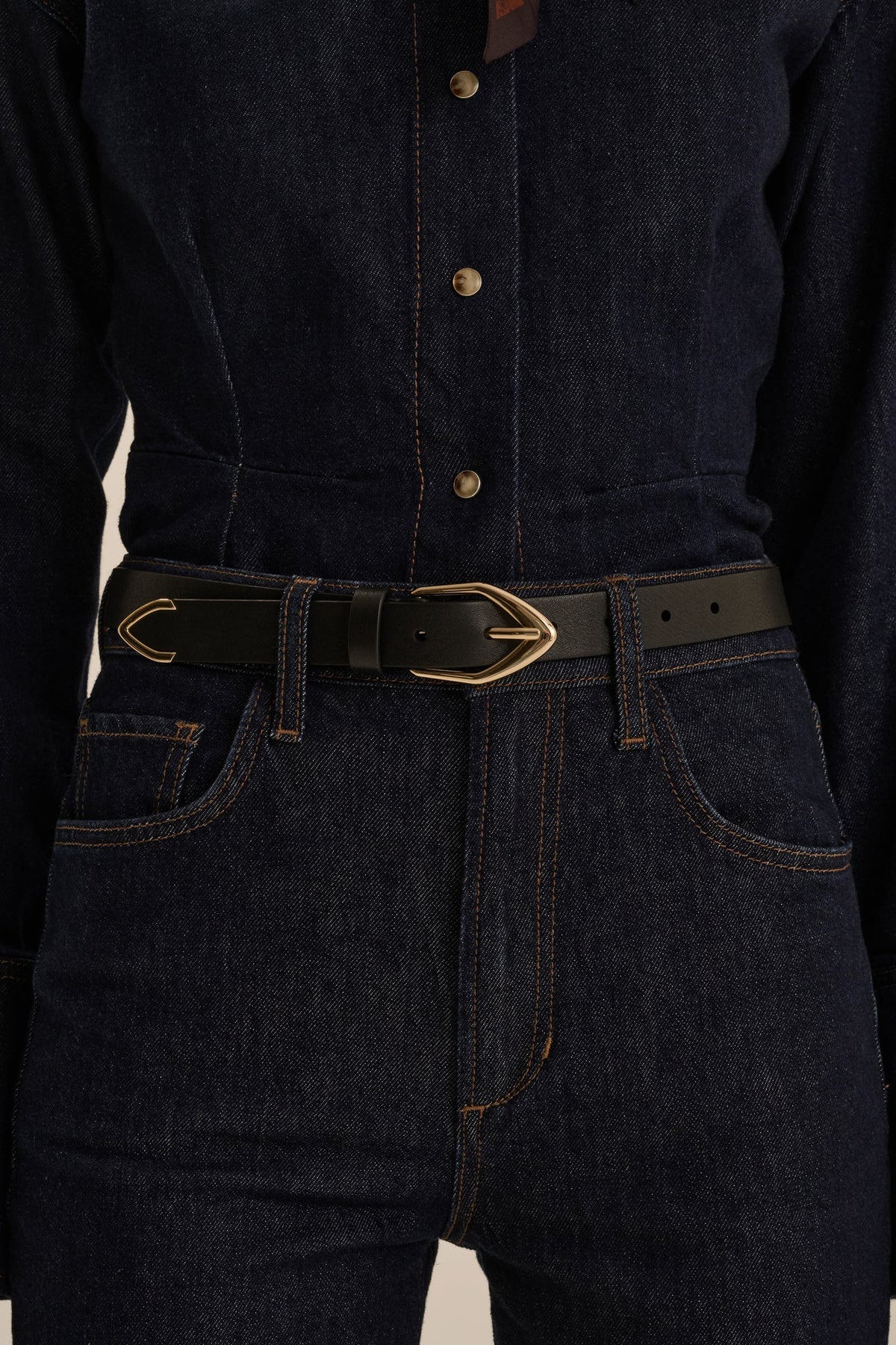 The Dakota Belt- Black/Polished Gold