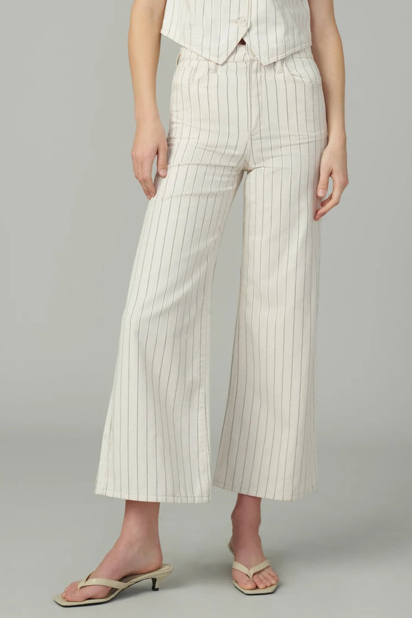 The Mia Wide Leg Ankle- Natural Stripe