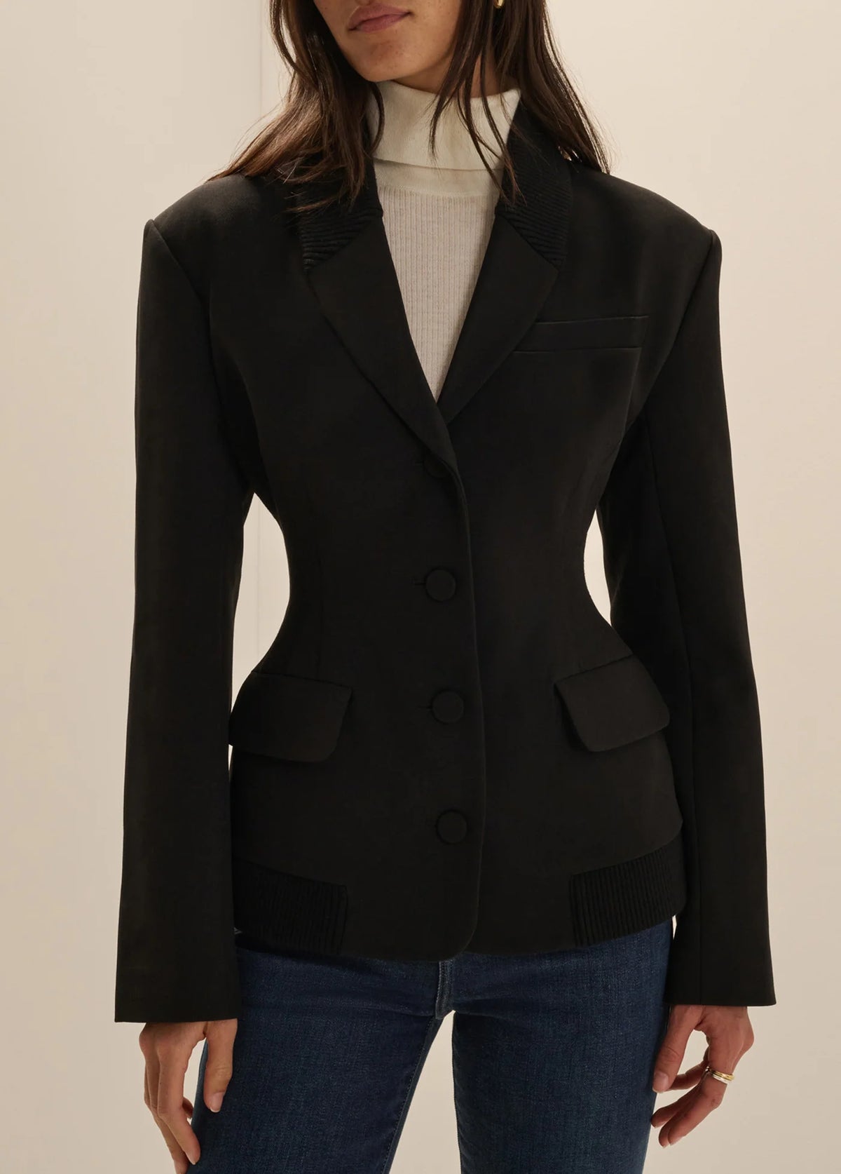 The Fitted Varsity Blazer - Black