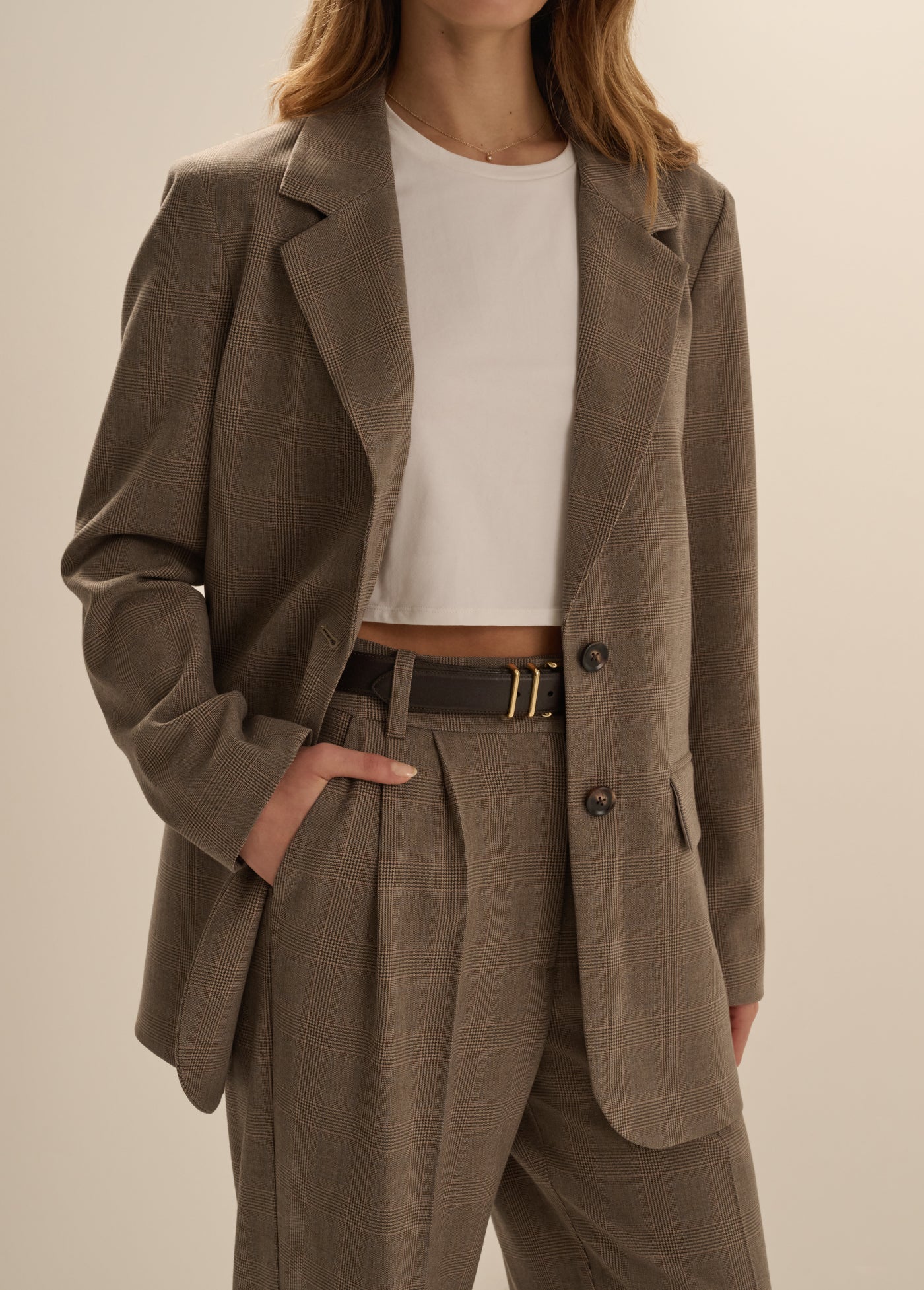 The Favorite Oversized Blazer- Java Plaid