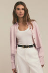 The Crop Ex-Boyfriend Shirt- Pale Pink