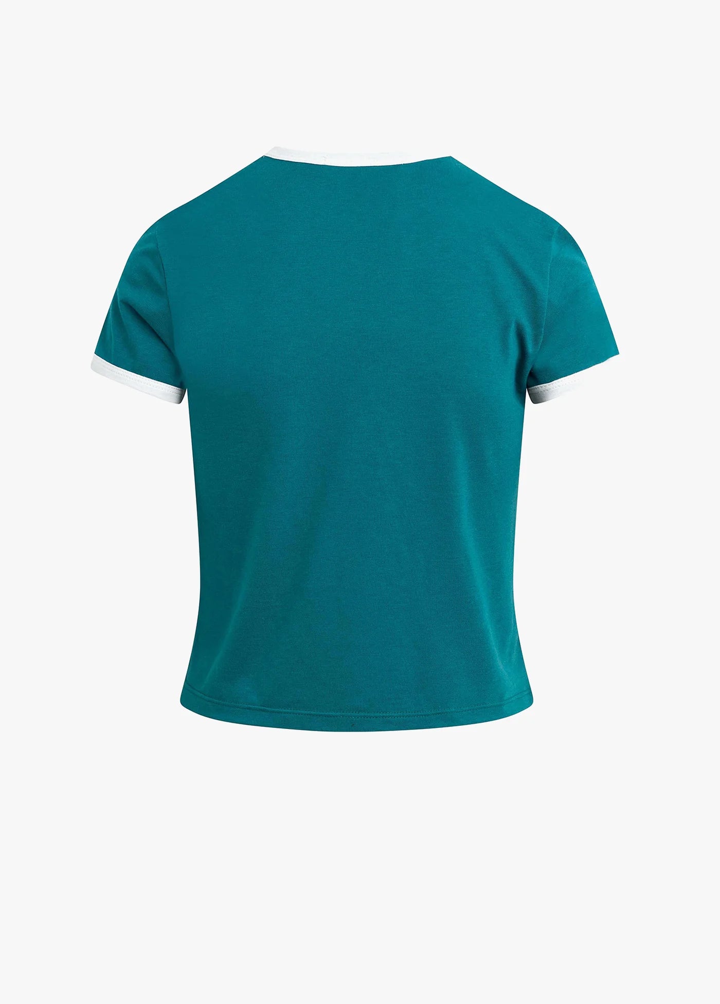The Cropped Favorite Daughter Ringer Tee- Emerald Off White