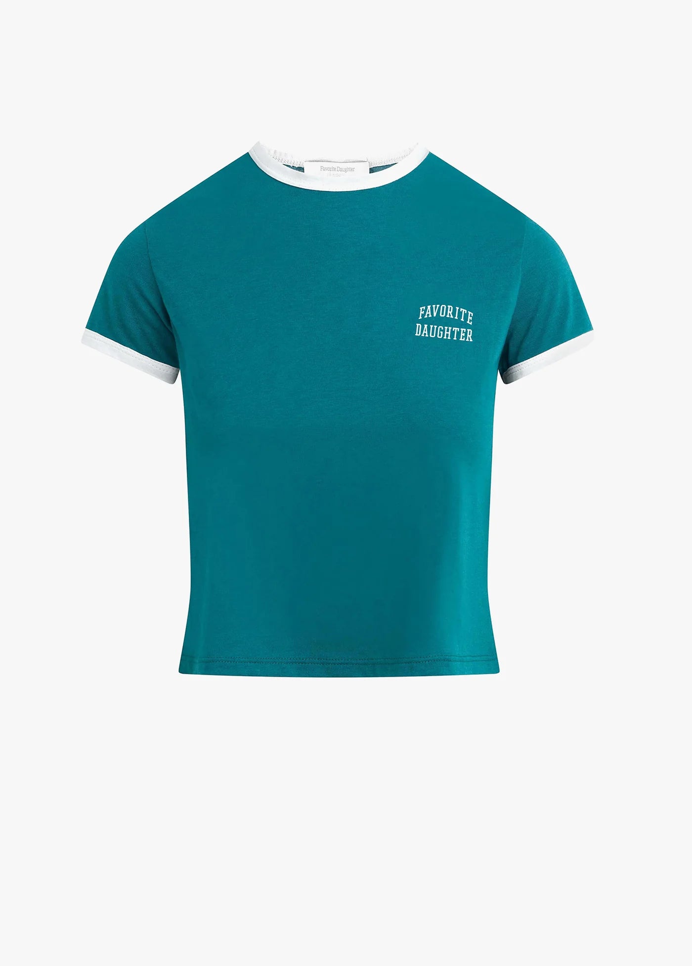 The Cropped Favorite Daughter Ringer Tee- Emerald Off White