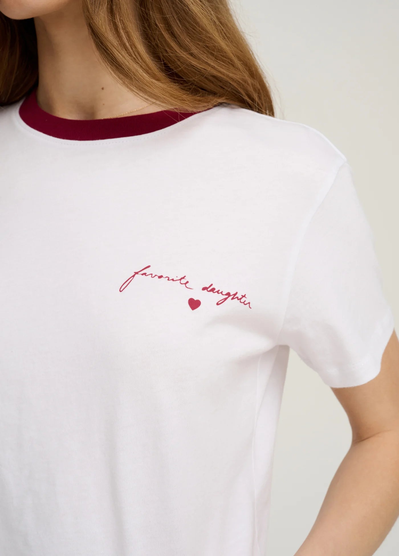 The Cropped Signature Chest Logo Tee- Off White Raspberry