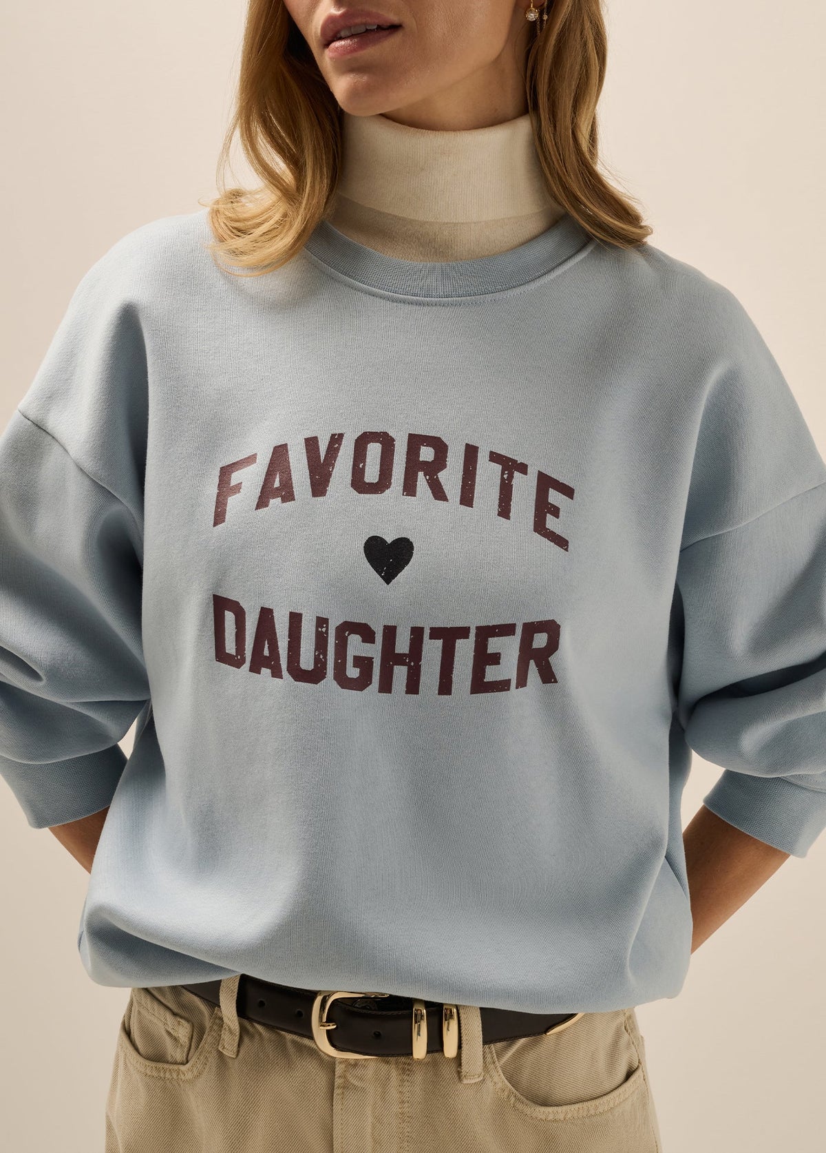 The Favorite Daughter Heart Sweatshirt - Sea Blue