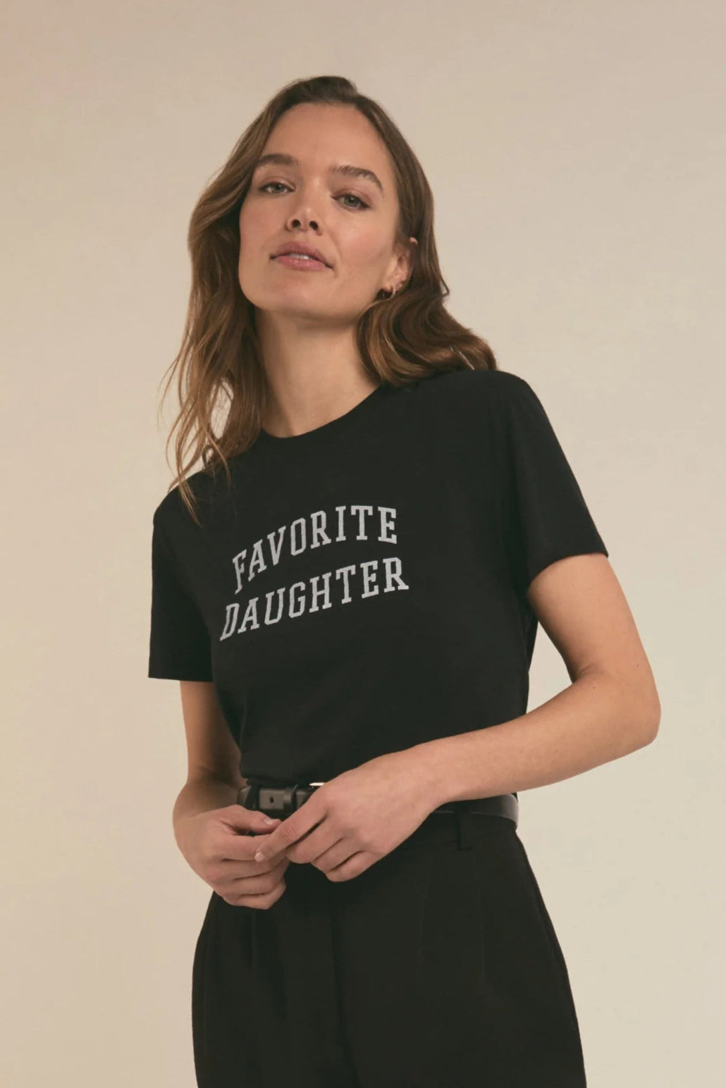 The Cropped Collegiate Tee- Black/White