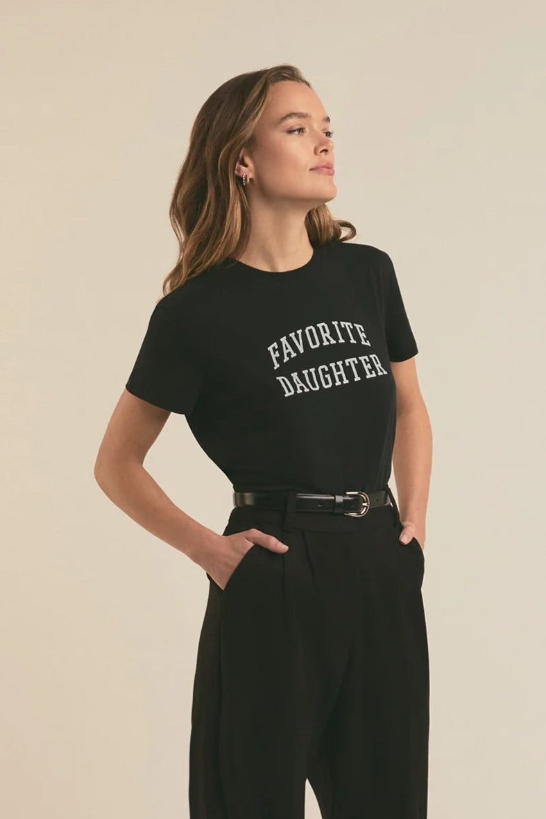The Cropped Collegiate Tee- Black/White