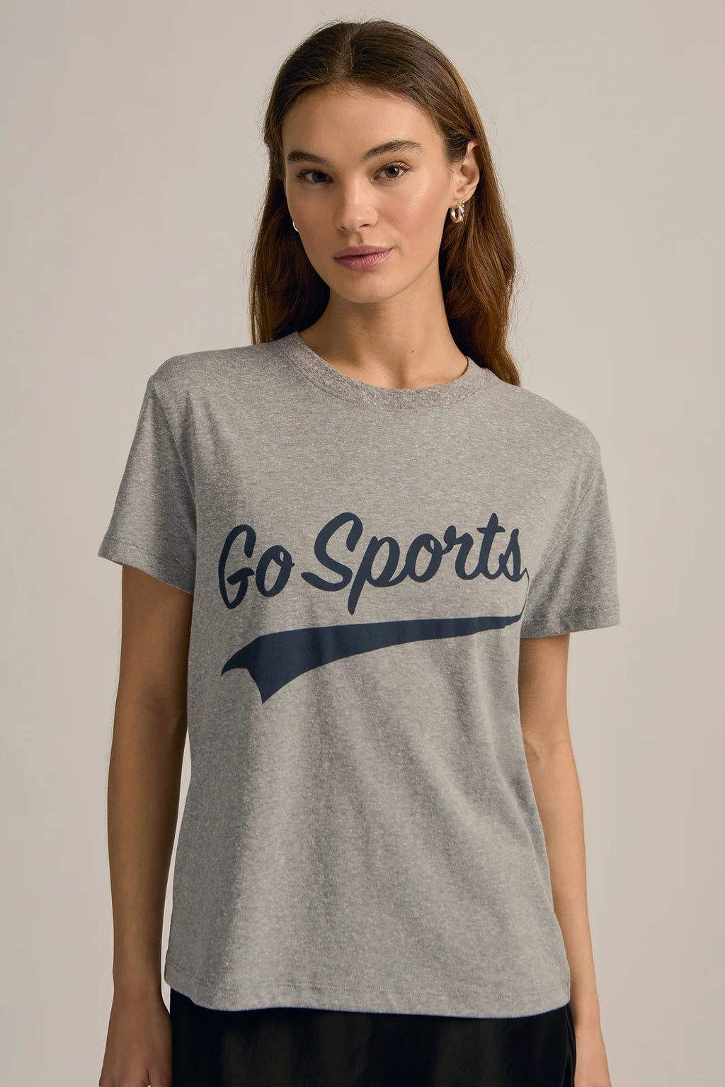 Go Sports Tee- Heather Grey/Navy