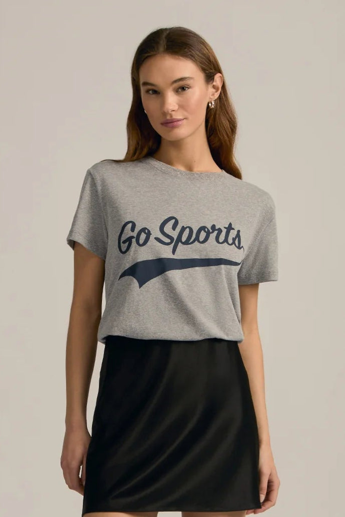 Go Sports Tee- Heather Grey/Navy