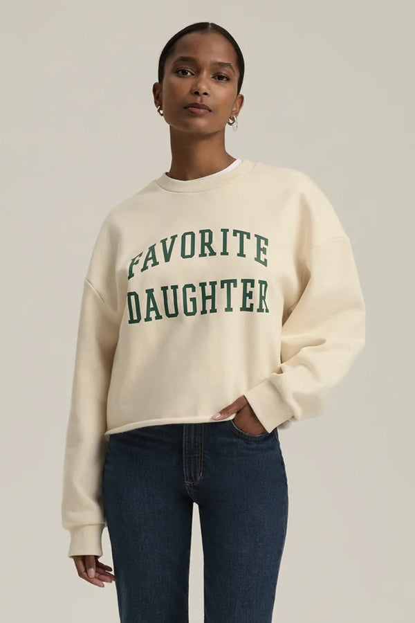 The Cropped Collegiate Sweatshirt- Gardenia Emerald