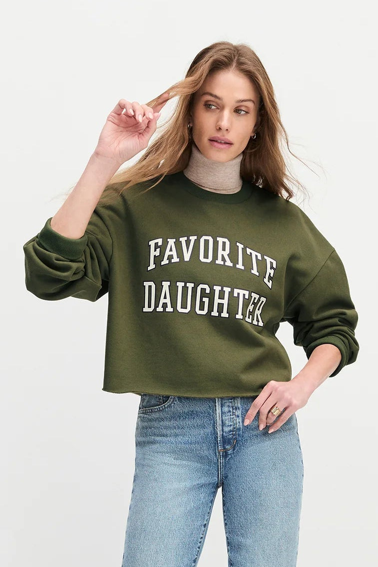 Cropped Collegiate Sweatshirt- Smoketree/Gardenia