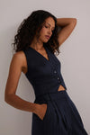 The Favorite Vest- Navy Pinstripe