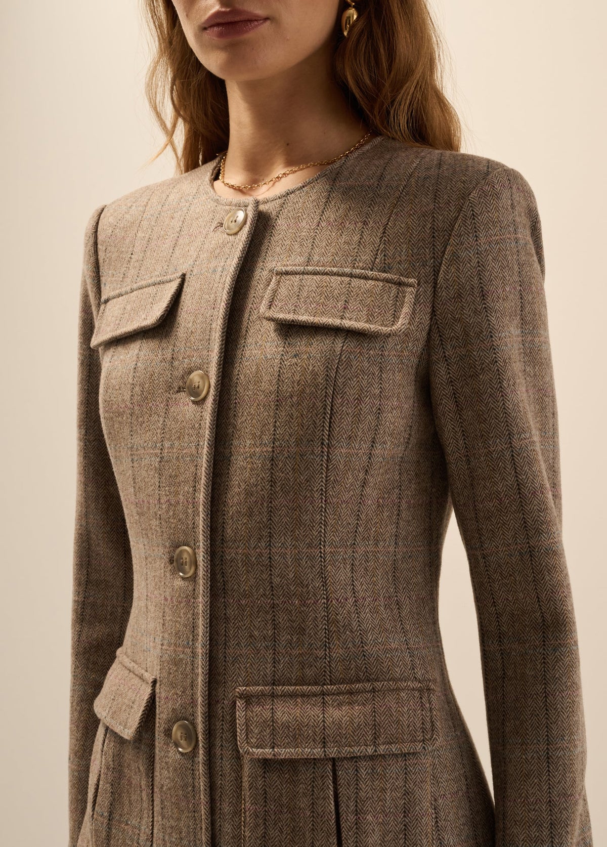 The Spencer Jacket in Natural Herringbone