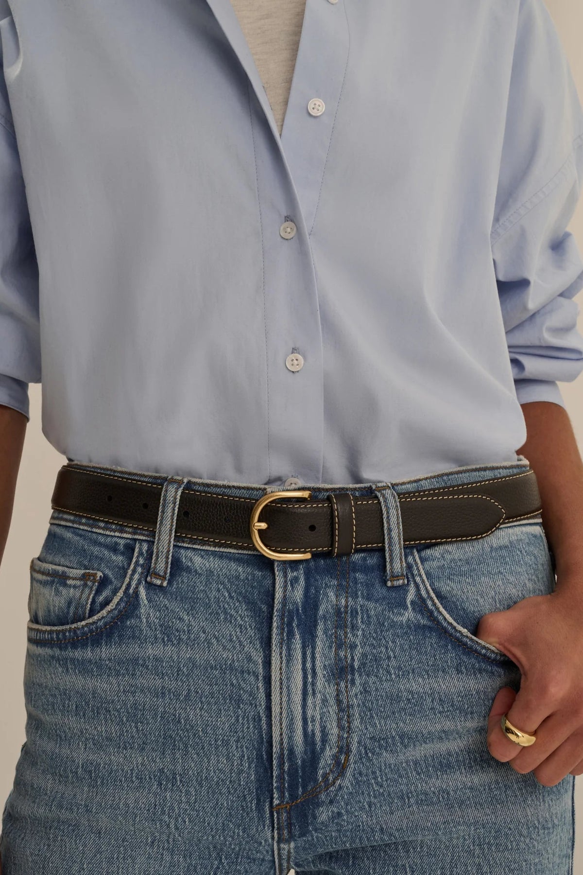 The Contrast Belt- Brown/Antique Brass