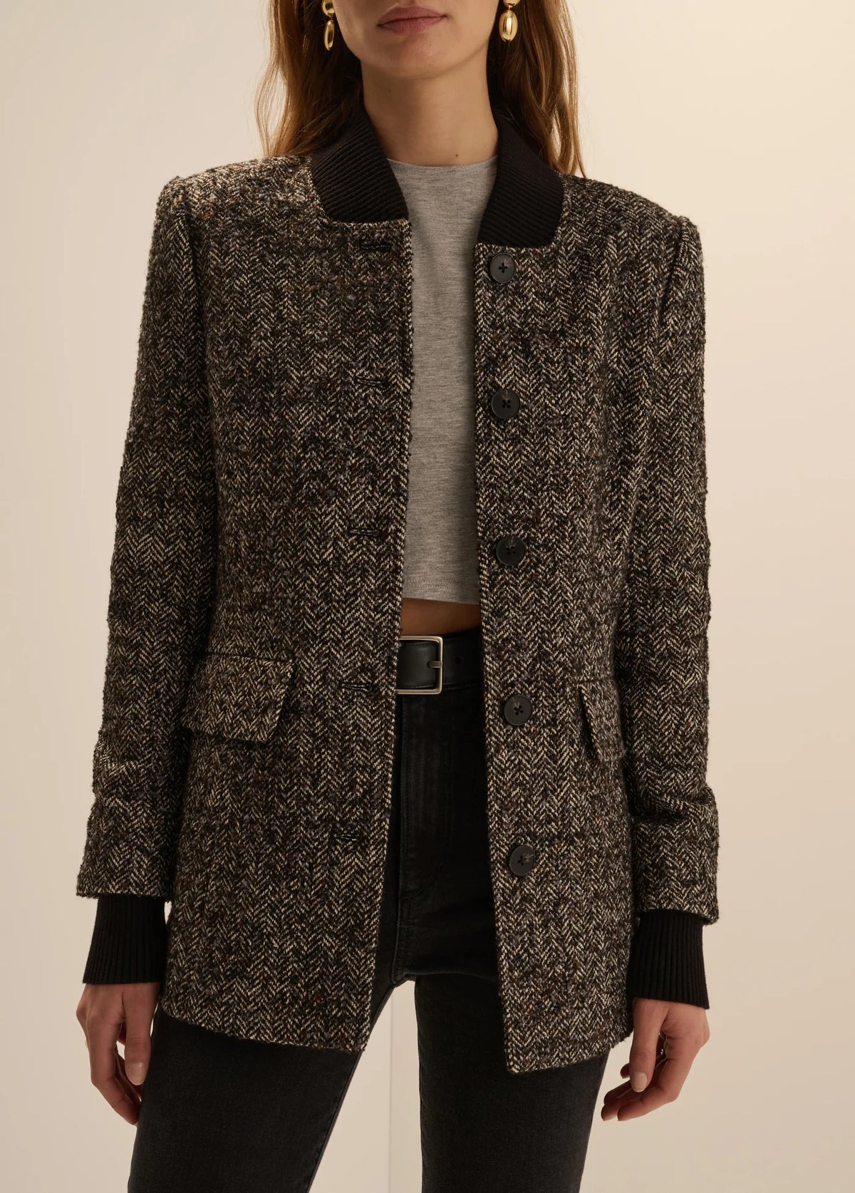 The Varsity Blazer in Speckled Herringbone