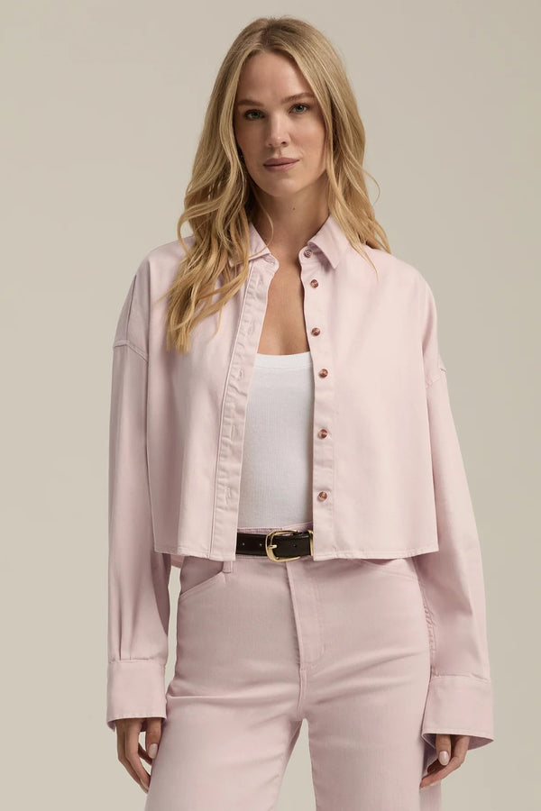 The Crop Ex-Boyfriend Shirt- Pale Pink