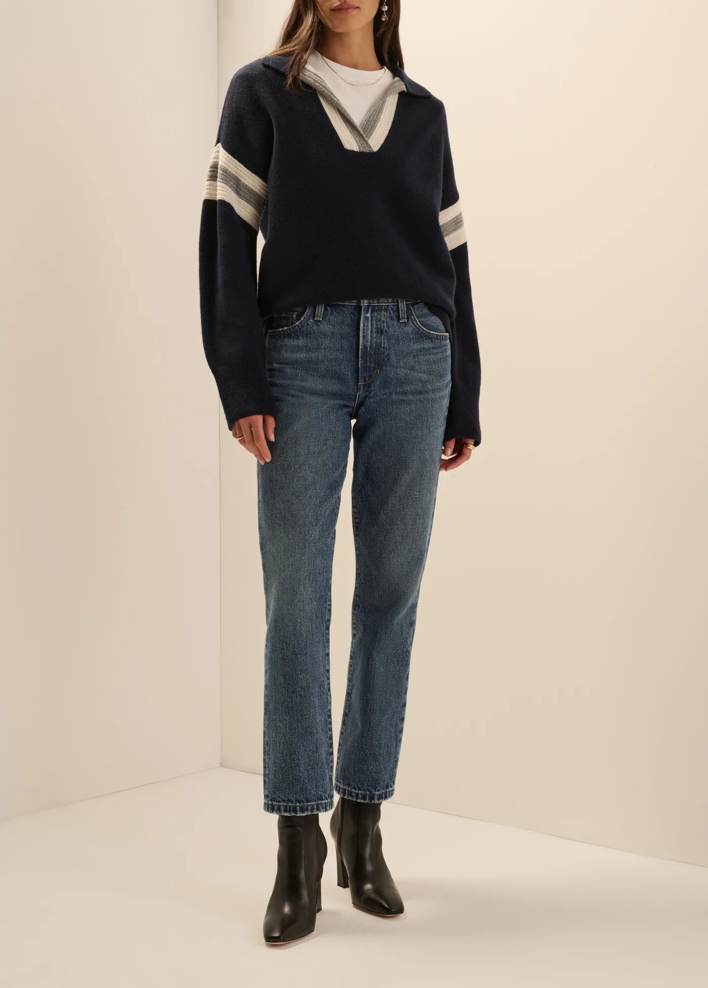 The Grace Sweater - Navy Multi