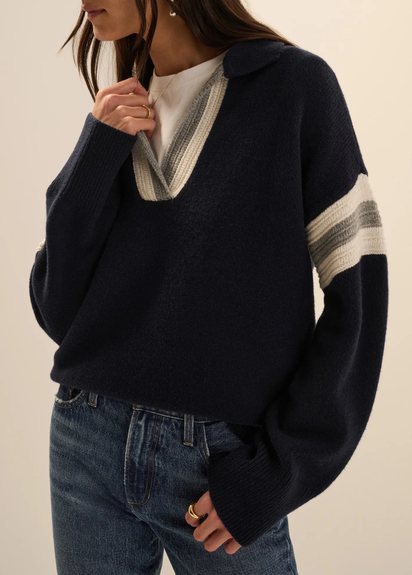 The Grace Sweater - Navy Multi