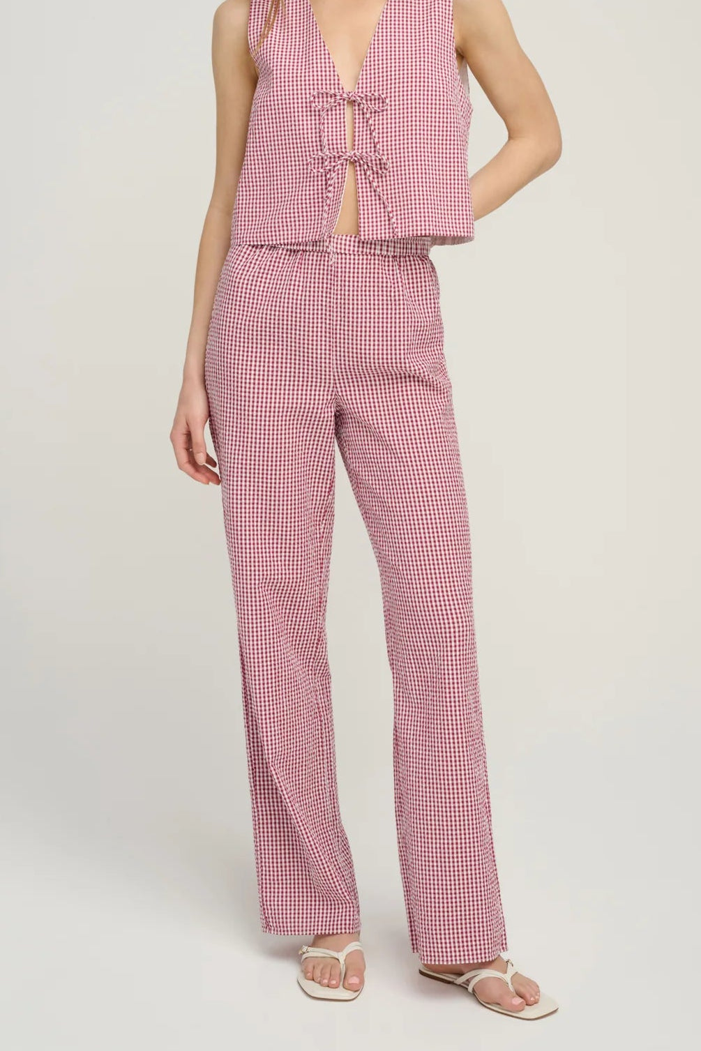 The Everything Pant- Raspberry White