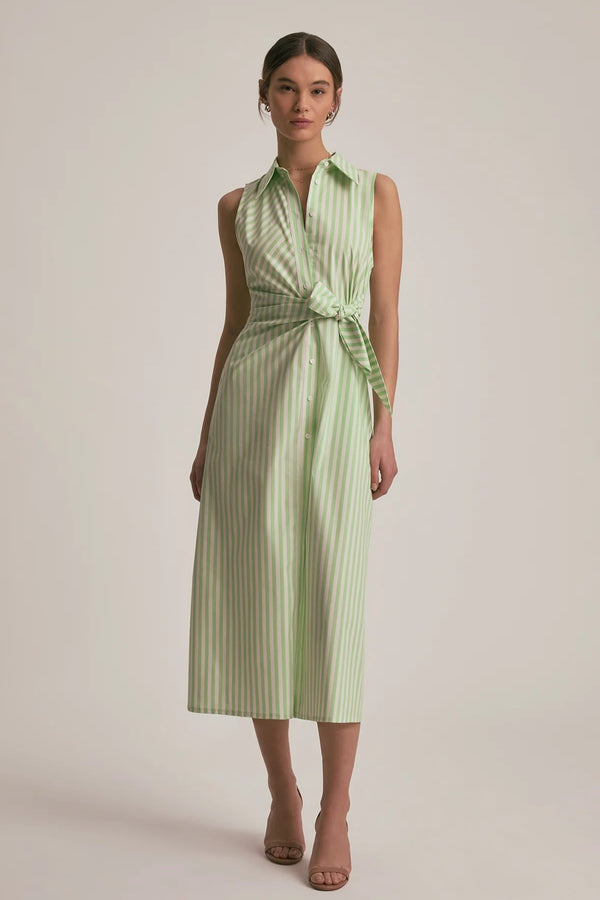 The Good Behavior Dress- Kiwi/Ivory Stripe