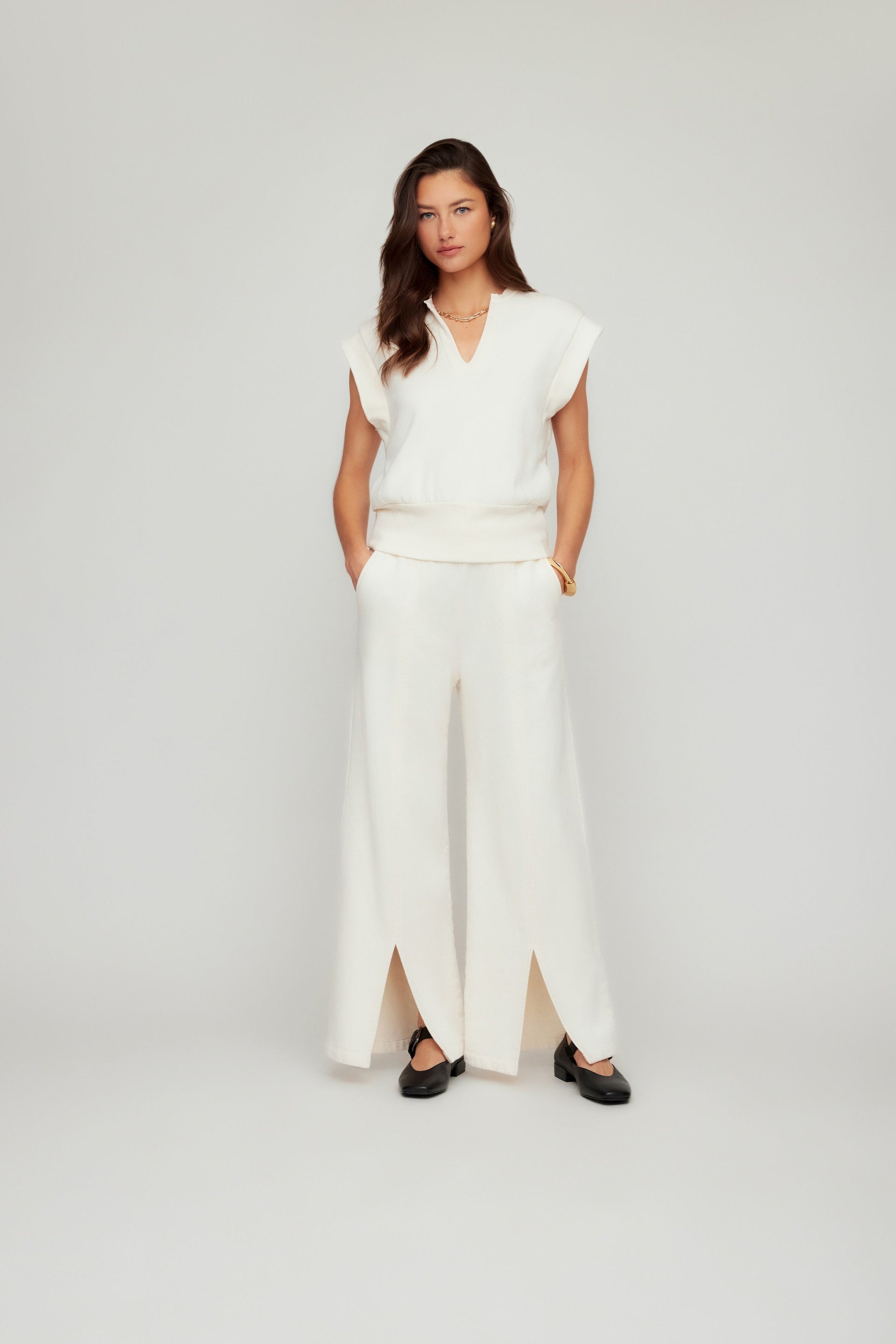 Morgan V-Neck Top- Cream