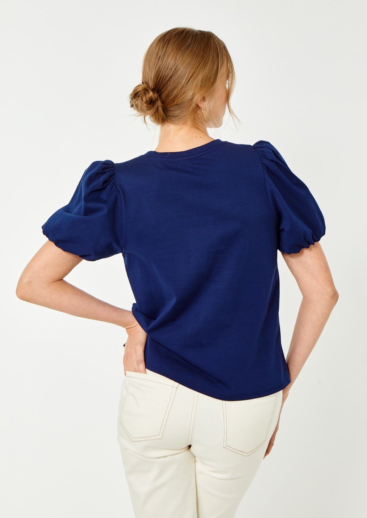 Noemie Puff Sleeve Tee- Ocean Cavern