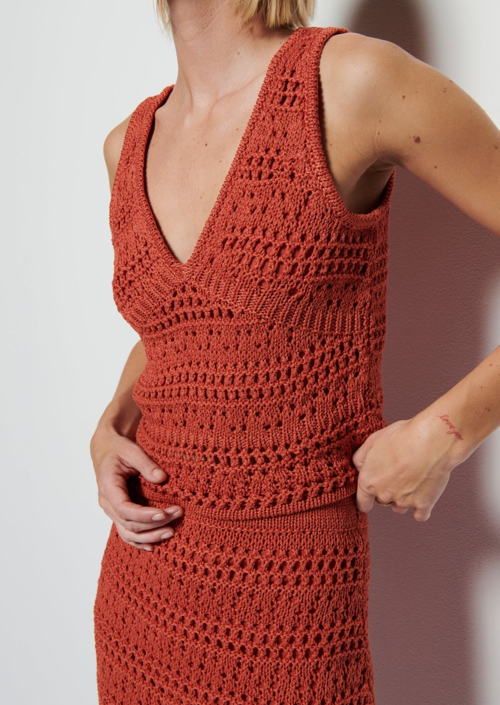 Adriana Crochet Tank- Ginger