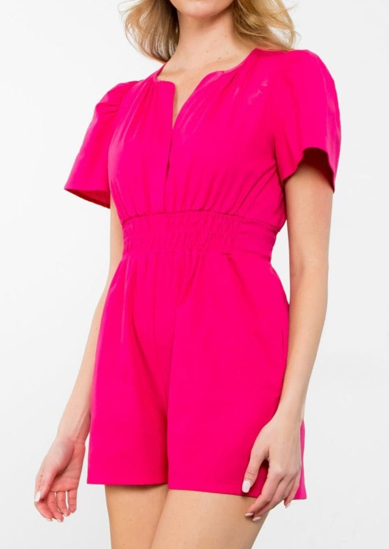 Smocked Waist Romper- Pink **Final Sale**