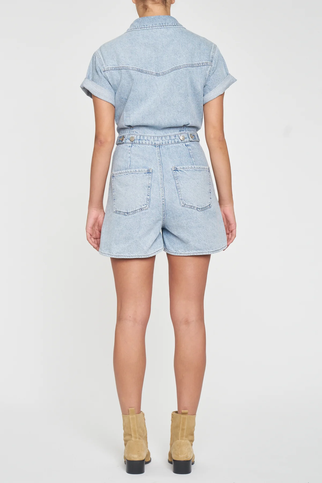 Topanga Denim Romper- Dolphin