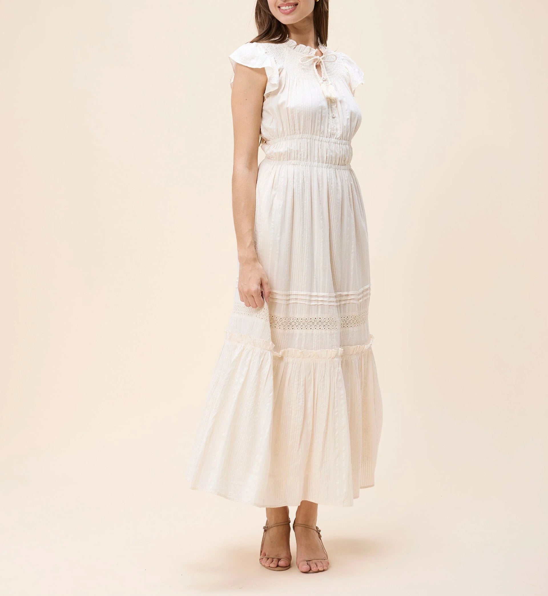 Indira Ankle Dress- Buttercream