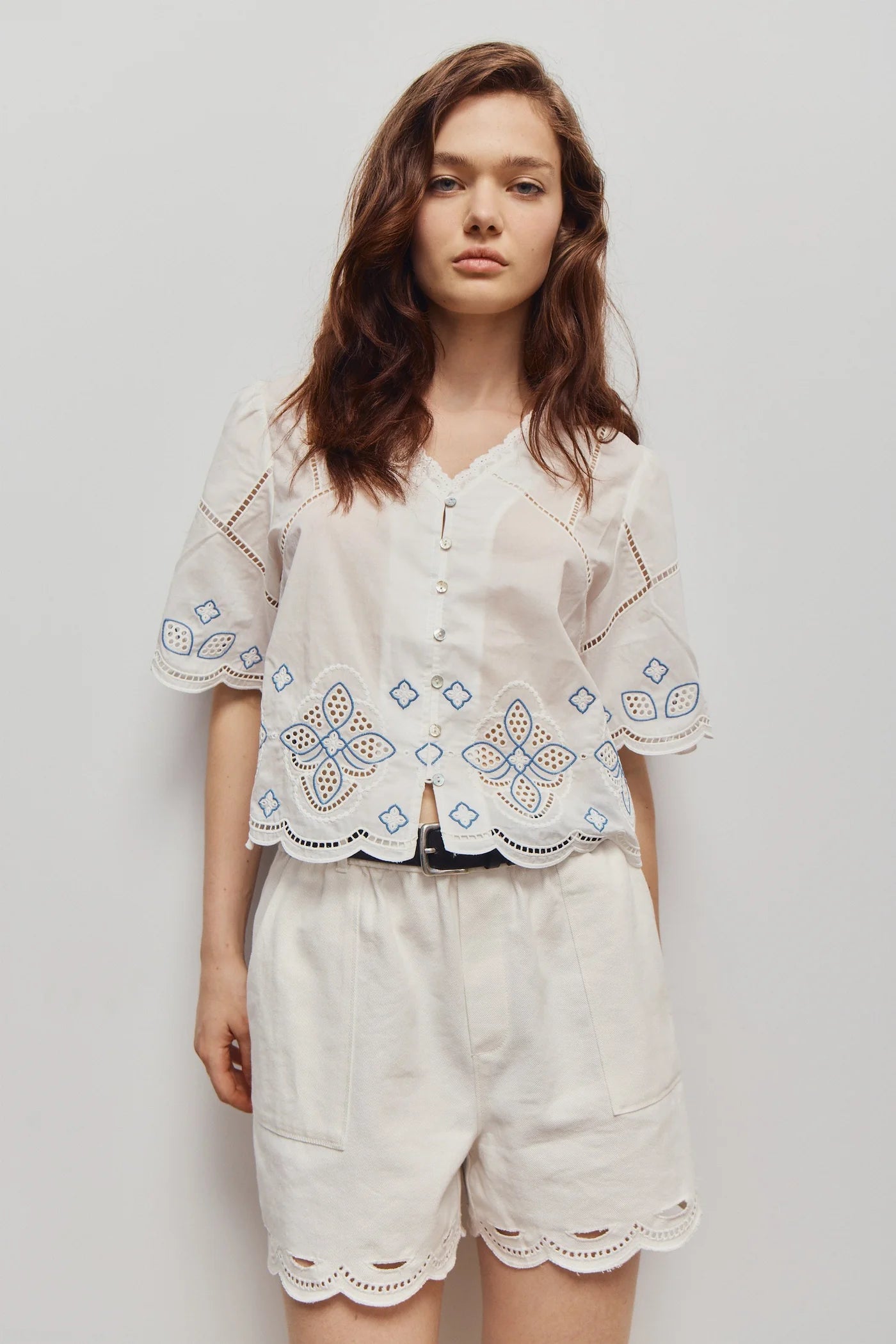 Ariana Eyelet Blouse- Off-White