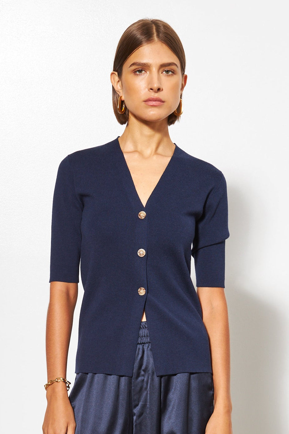 Roxy Short Sleeve Cardigan- Midnight